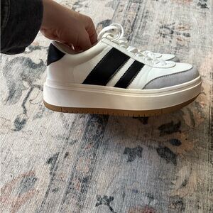 Madden girl white and black platforms